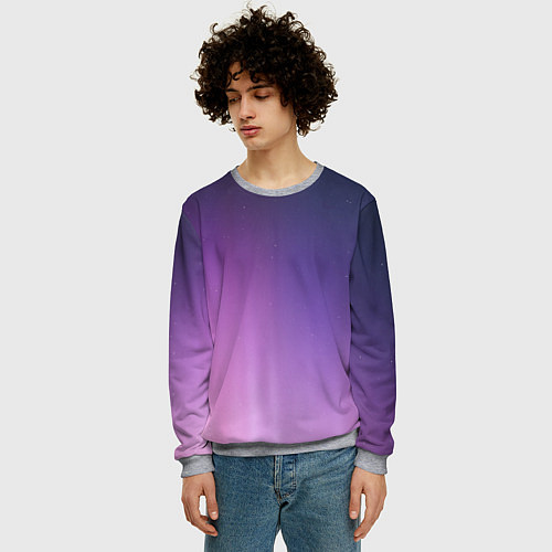 Мужской свитшот Северное сияние фиолетовый / 3D-Меланж – фото 3