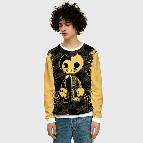 Мужской свитшот Bendy And The Ink Machine краска / 3D-Белый – фото 3