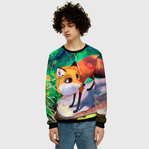 Мужской свитшот Лисичка / 3D-Черный – фото 3