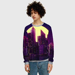 Свитшот мужской Неоновый город, цвет: 3D-меланж — фото 2
