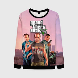 Свитшот мужской Персонажи ГТА 5, цвет: 3D-черный