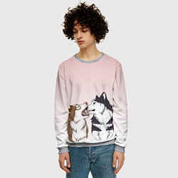 Свитшот мужской Хаски играют, цвет: 3D-меланж — фото 2