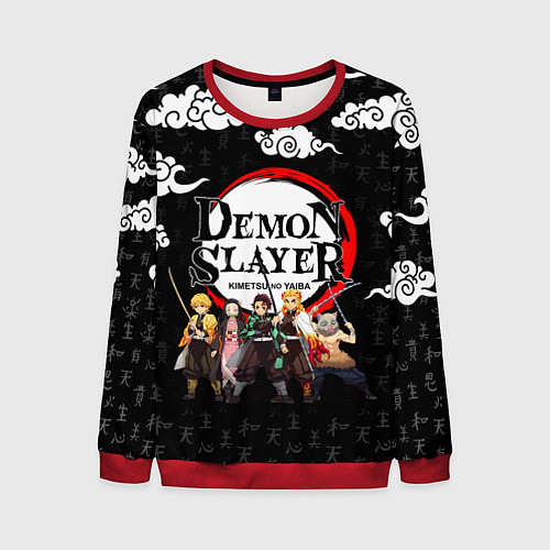 Мужской свитшот КЛИНОК, РАССЕКАЮЩИЙ ДЕМОНОВ / 3D-Красный – фото 1