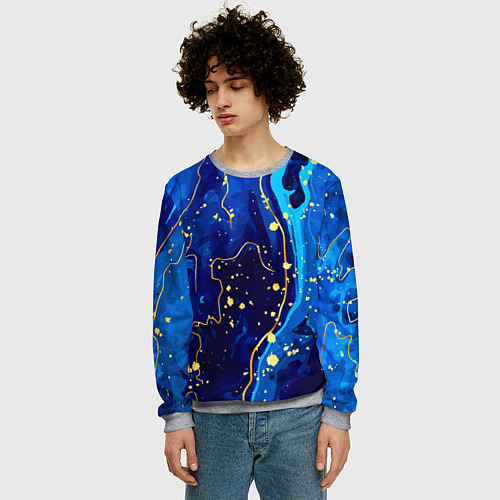 Мужской свитшот СИНИЙ ГРАНИТ / 3D-Меланж – фото 3