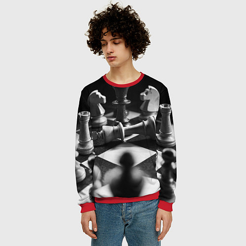 Мужской свитшот Шахматы / 3D-Красный – фото 3
