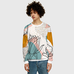 Свитшот мужской Цветы, цвет: 3D-белый — фото 2