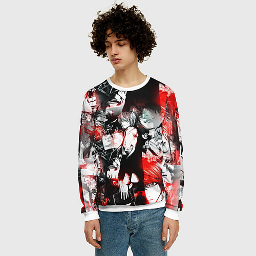 Мужской свитшот ТЕТРАДЬ СМЕРТИ / 3D-Белый – фото 3