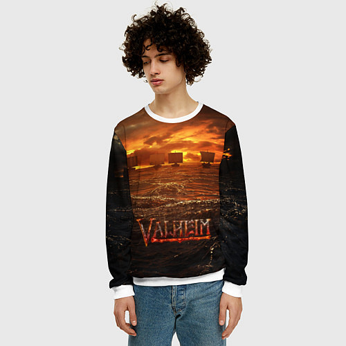 Мужской свитшот Valheim Корабли / 3D-Белый – фото 3