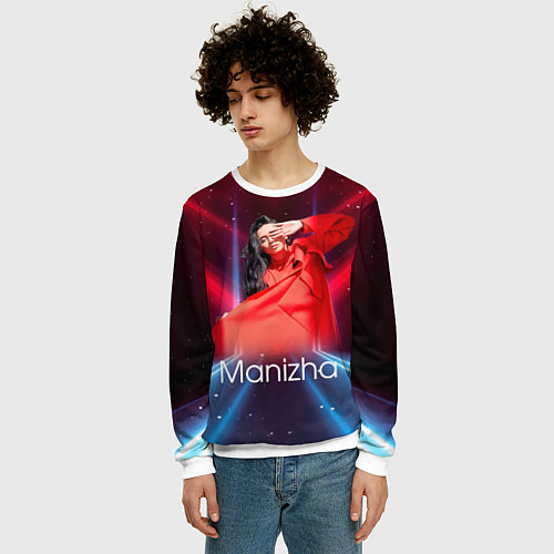 Мужской свитшот Манижа Manizha / 3D-Белый – фото 3