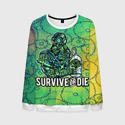 Свитшот мужской Survive or die, цвет: 3D-белый