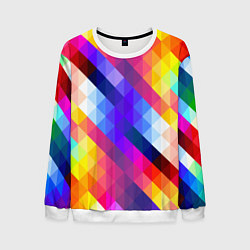 Свитшот мужской Пиксельная радуга, цвет: 3D-белый