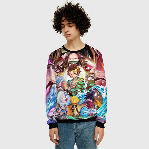 Мужской свитшот ТАНДЖИРО НЕЗУКО ЗЕНИЦУ KNY / 3D-Черный – фото 3