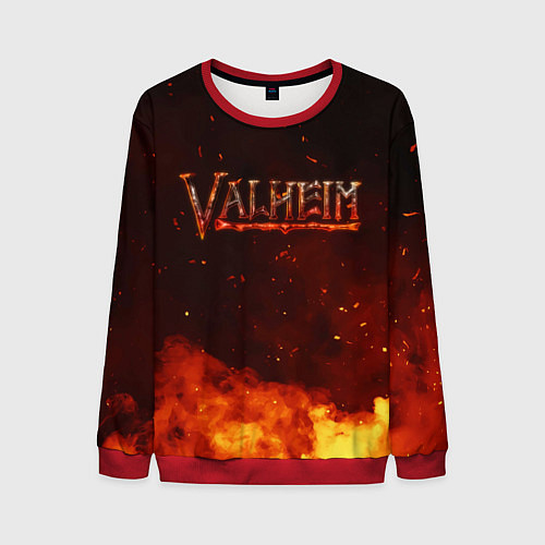 Мужской свитшот Valheim огненный лого / 3D-Красный – фото 1