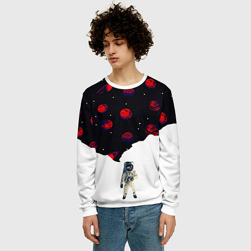 Мужской свитшот Мысли космонавта про космос / 3D-Белый – фото 3