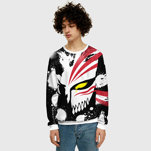 Мужской свитшот БЛИЧ МАСКА ИЧИГО ПУСТОГО / 3D-Белый – фото 3