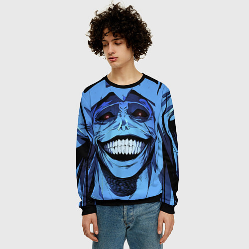 Мужской свитшот ПОДНЯТИЕ УРОВНЯ В ОДИНОЧКУ / 3D-Черный – фото 3