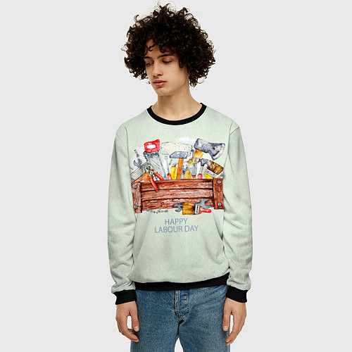 Мужской свитшот Happy Labour day / 3D-Черный – фото 3