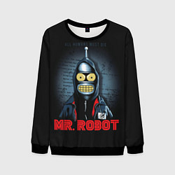 Свитшот мужской Bender x mr robot, цвет: 3D-черный