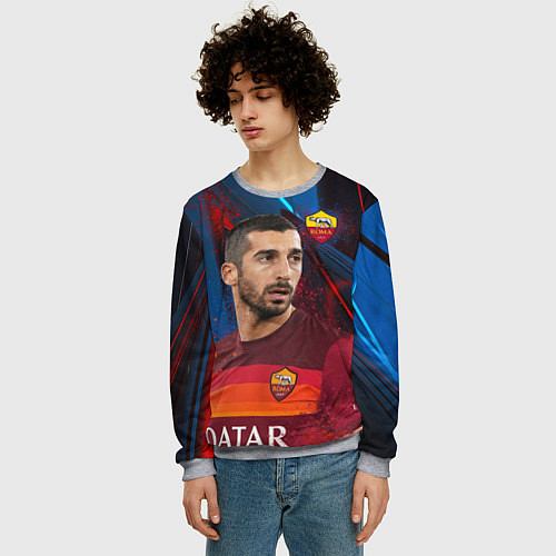 Мужской свитшот Henrikh Mkhitaryan Roma / 3D-Меланж – фото 3