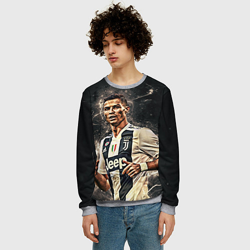 Мужской свитшот Криштиану Роналду Ювентус / 3D-Меланж – фото 3