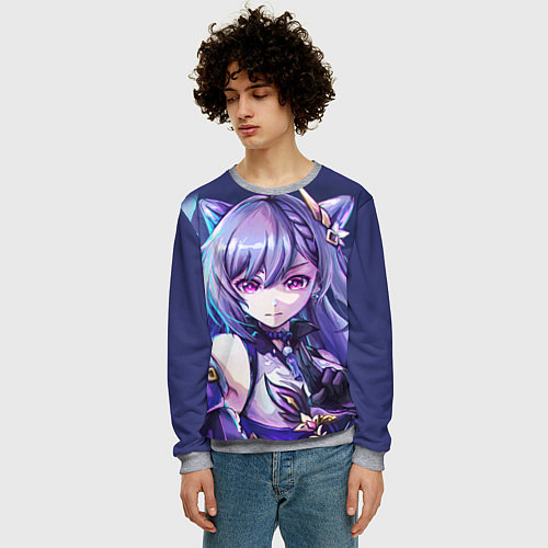 Мужской свитшот Keqing - Genshin Impact / 3D-Меланж – фото 3