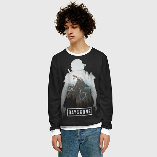 Мужской свитшот Days gone силуэт Дикона / 3D-Белый – фото 3