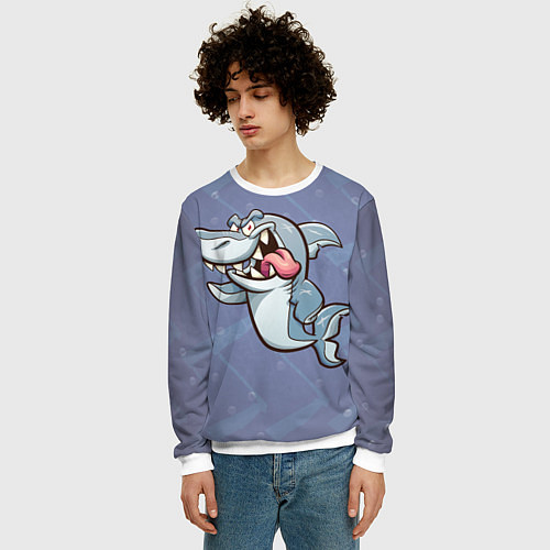 Мужской свитшот Акула / 3D-Белый – фото 3