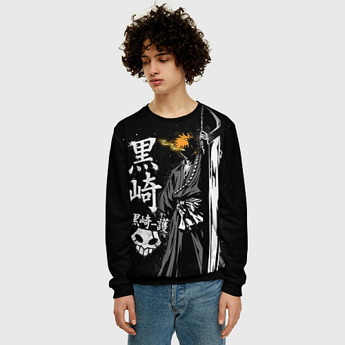 Мужской свитшот Bleach, Ичиго с мечом / 3D-Черный – фото 3