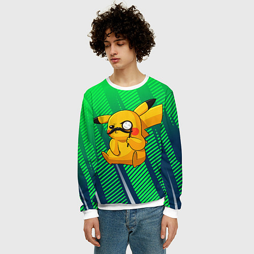 Мужской свитшот Детектив Пикачу / 3D-Белый – фото 3