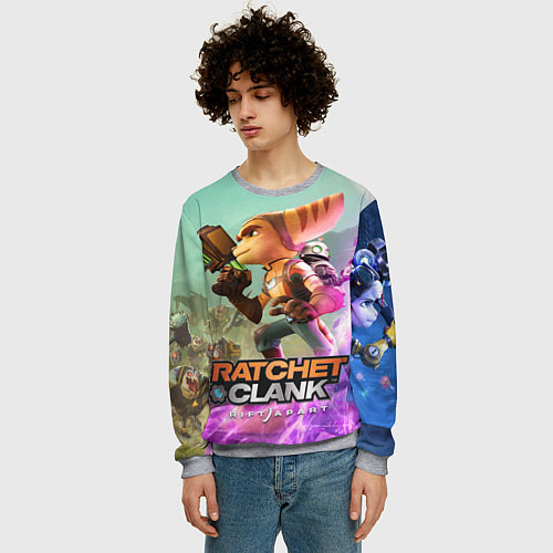 Мужской свитшот Ratchet & Clank: Rift Apart / 3D-Меланж – фото 3