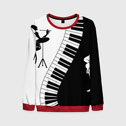 Свитшот мужской Черно Белое пианино, цвет: 3D-красный