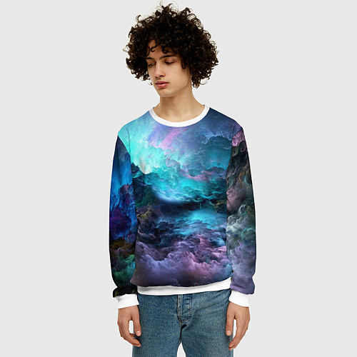 Мужской свитшот Космическое море / 3D-Белый – фото 3