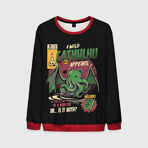 Мужской свитшот Кот Ктулху / 3D-Красный – фото 1
