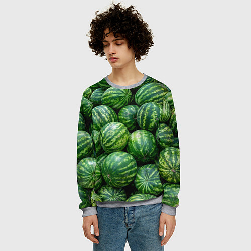 Мужской свитшот Арбузы / 3D-Меланж – фото 3