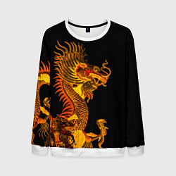 Свитшот мужской Золотой китайский дракон, цвет: 3D-белый