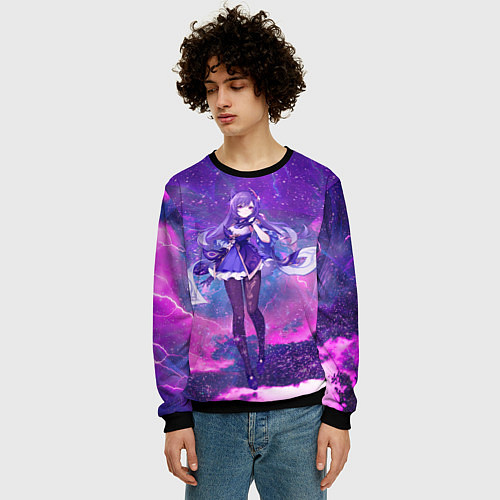 Мужской свитшот Genshin Impact Кэ Цин / 3D-Черный – фото 3