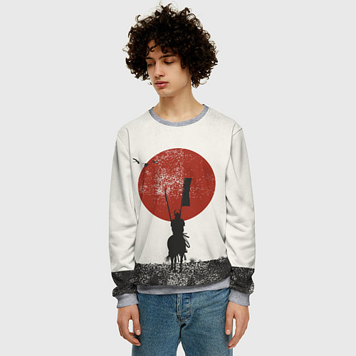Мужской свитшот Самурай на коне / 3D-Меланж – фото 3