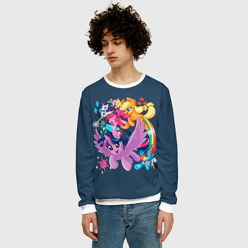 Мужской свитшот Пони тим / 3D-Белый – фото 3