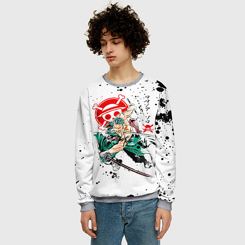 Мужской свитшот Ророноа Зоро пират Соломенной Шляпы / 3D-Меланж – фото 3