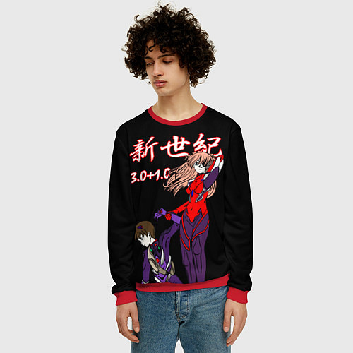Мужской свитшот Евангелион 3 01 0 / 3D-Красный – фото 3