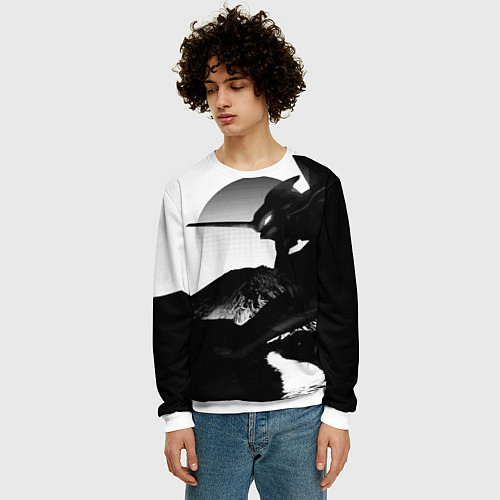 Мужской свитшот ЗАКАТ ЕВАНГЕЛИОН / 3D-Белый – фото 3