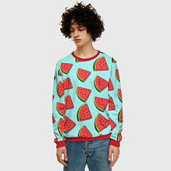 Свитшот мужской Дольки арбузов, цвет: 3D-красный — фото 2