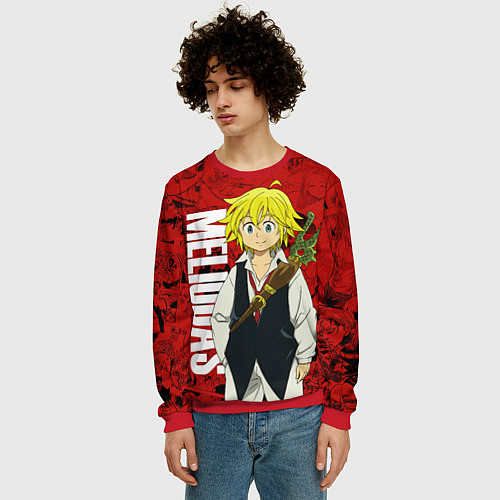Мужской свитшот Мелиодас, Meliodas / 3D-Красный – фото 3