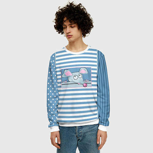 Мужской свитшот Веселая Мышь / 3D-Белый – фото 3