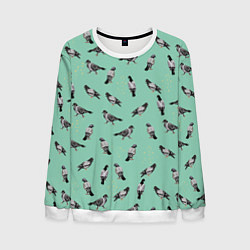 Свитшот мужской Голуби на зеленом, цвет: 3D-белый