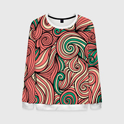 Свитшот мужской Алые листья, цвет: 3D-белый