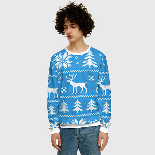 Мужской свитшот Зимняя ночь / 3D-Белый – фото 3