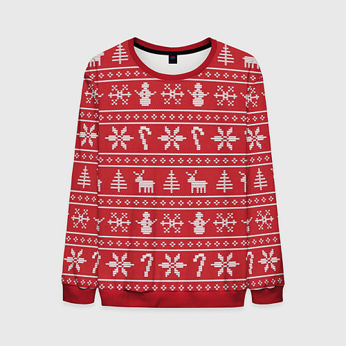 Мужской свитшот Новогодний атрибуты / 3D-Красный – фото 1