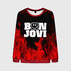 Свитшот мужской BON JOVI HAVE A NICE DAY FIRE ОГОНЬ, цвет: 3D-красный