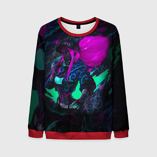 Мужской свитшот KDA AKALI NEON АКАЛИ НЕОН LEAGUE OF LEGENDS / 3D-Красный – фото 1